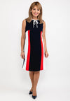 Badoo Bow Neck Colour Block Shift Dress, Navy Multi