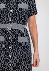 Badoo Chain & Stripe Print Shirt Dress, Navy & White