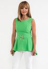 Badoo Buckle Waist Peplum Top, Lime Green