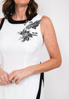 Badoo Embroidered Flower Tunic Top, Black & White