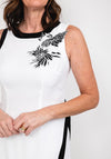 Badoo Embroidered Flower Tunic Top, Black & White