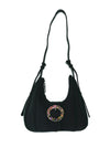 Zen Collection Resin Buckle Hobo Shoulder Bag, Black