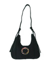 Zen Collection Resin Buckle Hobo Shoulder Bag, Black