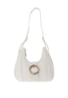 Zen Collection Resin Buckle Hobo Shoulder Bag, White