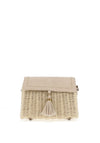 Zen Collection Woven Tassel Cross Body Grab Bag, Beige