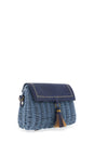 Zen Collection Woven Tassel Cross Body Grab Bag, Blue
