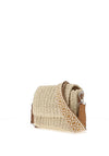 Zen Collection Woven Geometric Strap Crossbody Bag, Beige