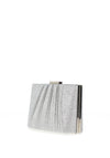 Zen Collection Glitter Pleat Box Clutch Bag, Silver