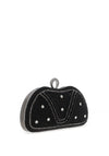 Zen Collection Pearl and Diamante Embellished Clutch Bag, Black