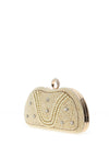 Zen Collection Pearl and Diamante Embellished Clutch Bag, Gold