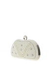 Zen Collection Pearl and Diamante Embellished Clutch Bag, Silver