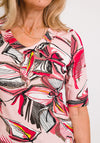 Barbara Lebek Leaf Print Jersey T-Shirt, Pink Multi