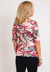 Barbara Lebek Leaf Print Jersey T-Shirt, Pink Multi