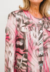 Barbara Lebek Animal Print Linen Jacket, Pink & Brown