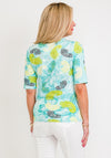 Barbara Lebek Abstract Leaf Print Three Quarter Sleeve T-Shirt, Turquoise Multi