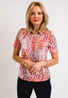 Barbara Lebek Abstract Print Polo Shirt, Coral Multi
