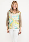 Barbara Lebek V Neck Print T-Shirt, Olive