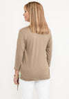 Barbara Lebek V Neck Print T-Shirt, Olive