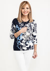 Barbara Lebek Floral Drawstring Neck Top, Navy Multi