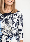Barbara Lebek Floral Drawstring Neck Top, Navy Multi