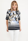 Barbara Lebek Print Stretch Top, Navy & White