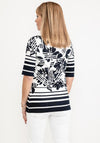 Barbara Lebek Print Stretch Top, Navy & White