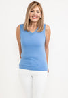 Barbara Lebek Mesh Trim V Neck Vest, Blue