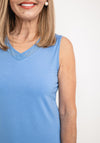 Barbara Lebek Mesh Trim V Neck Vest, Blue