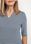 Barbara Lebek Geo Print V Neck T-Shirt, Blue Multi