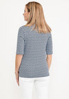 Barbara Lebek Geo Print V Neck T-Shirt, Blue Multi