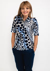 Barbara Lebek Circle Print Polo Shirt, Navy Multi