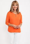 Barbara Lebek Zip Neck Knit Top, Orange