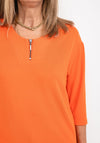 Barbara Lebek Zip Neck Knit Top, Orange