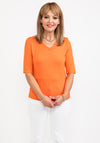 Barbara Lebek Mesh Trim Neck T-Shirt, Orange