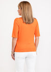 Barbara Lebek Mesh Trim Neck T-Shirt, Orange