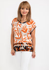Barbara Lebek Leaf Print Torso T-Shirt, Orange & Charcoal