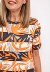 Barbara Lebek Leaf Panel Print T-Shirt, Orange & Charcoal