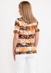 Barbara Lebek Leaf Panel Print T-Shirt, Orange & Charcoal