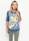 Barbara Lebek Mix Pattern Print T-Shirt, Blue Multi