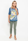 Barbara Lebek Mix Pattern Print T-Shirt, Blue Multi