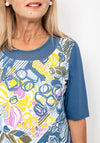 Barbara Lebek Mix Pattern Print T-Shirt, Blue Multi