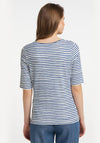 Barbara Lebek Floral Striped Print T-Shirt, Blue Multi