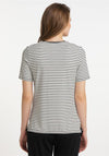 Barbara Lebek Striped Graphic Tie Hem T-Shirt, Black Multi