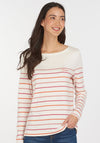 Barbour Womens Hawkins Stripe Top, White & Pink