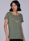 Barbour International Womens Grid T-Shirt, Army Green