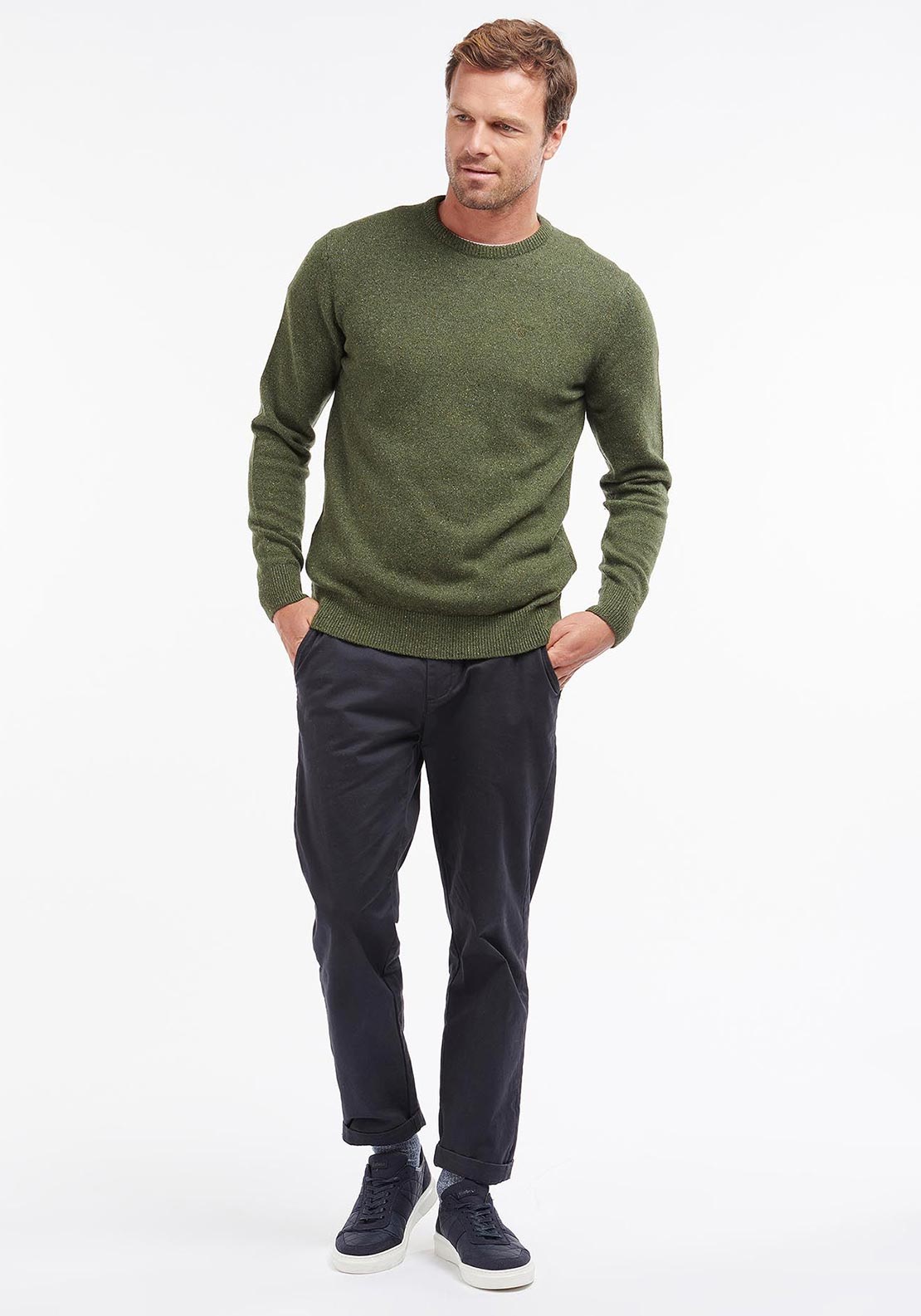 Barbour Men's Tisbury Crew Neck Jumper, Forest