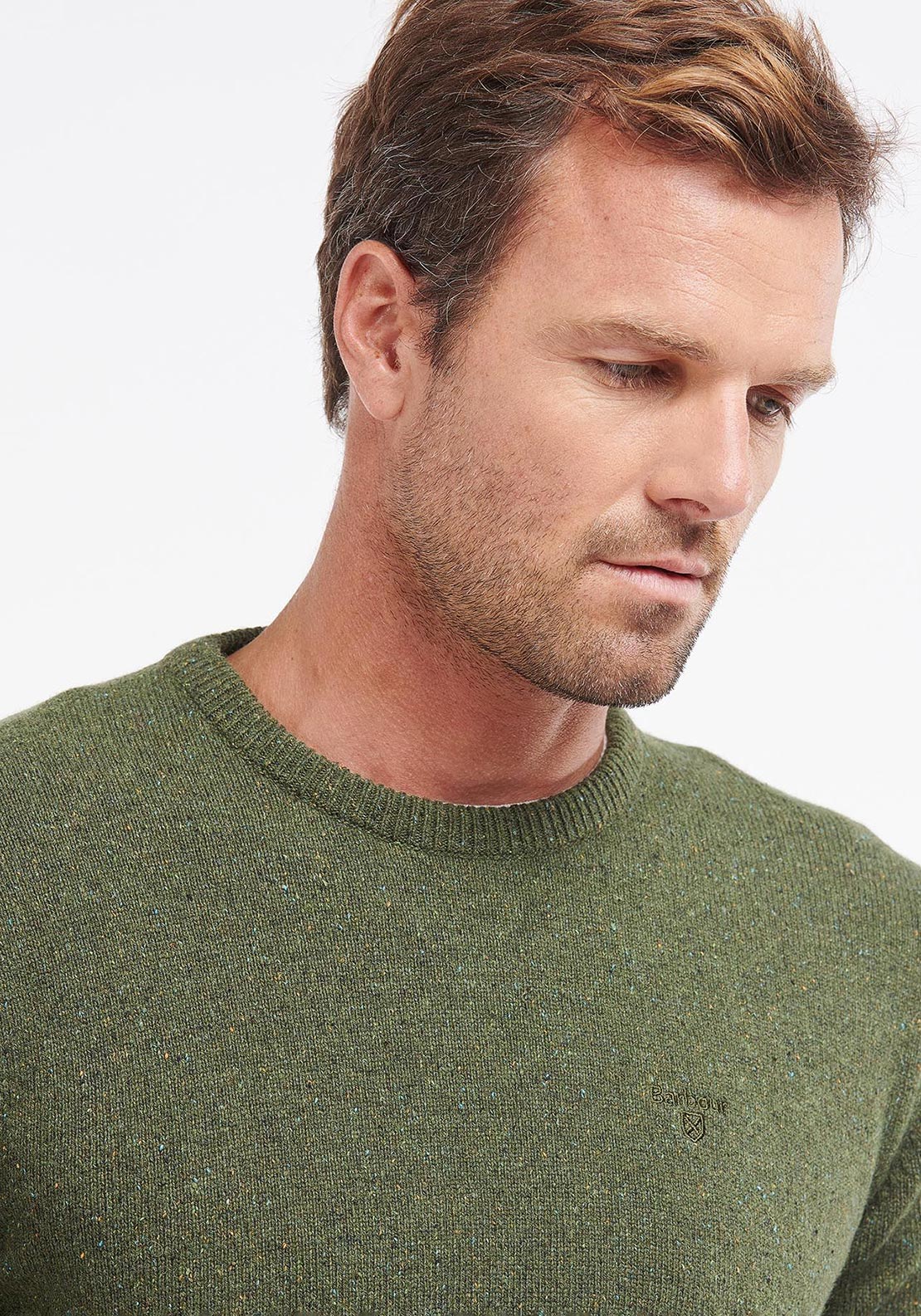 Barbour Men's Tisbury Crew Neck Jumper, Forest