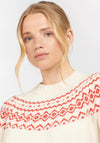 Barbour Womens Round Neck Knit Jumper, White Multi