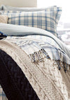 Peacock Blue Stanley Throw, Natural