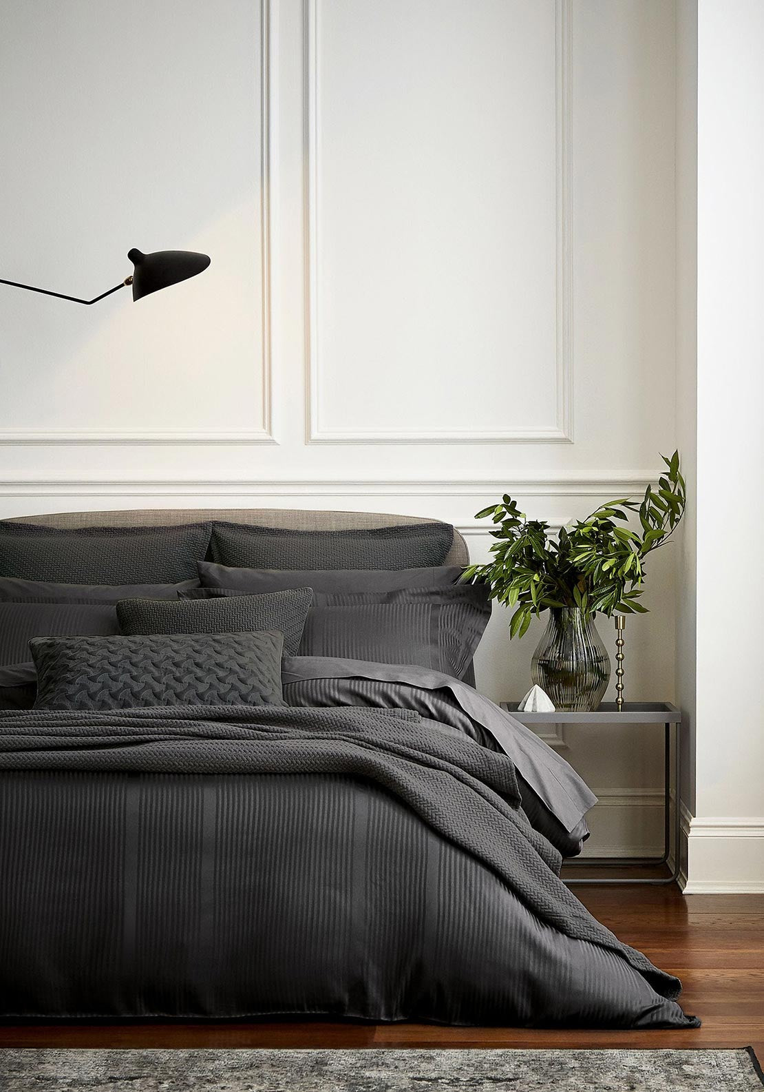 Bedeck 300 Thread Count Combed Cotton Duvet Cover, Charcoal